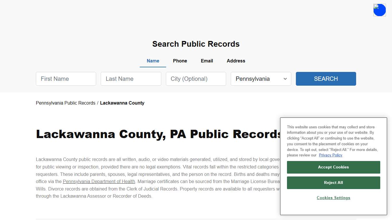 Lackawanna County, PA Public Court, Arrest and Inmate Records - ThePublicIndex