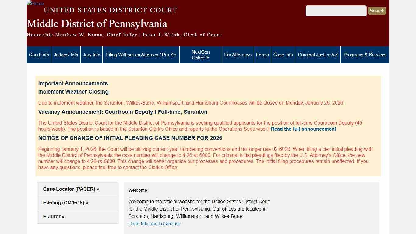 Middle District of Pennsylvania United States District Court